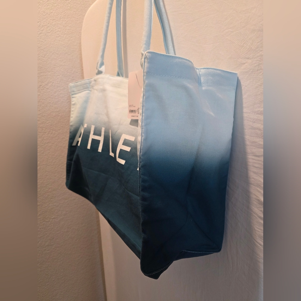 NWT Large Athleta Teal Ombré Coastal Beach, Gym Tote Everyday Bag - Picture 3 of 9